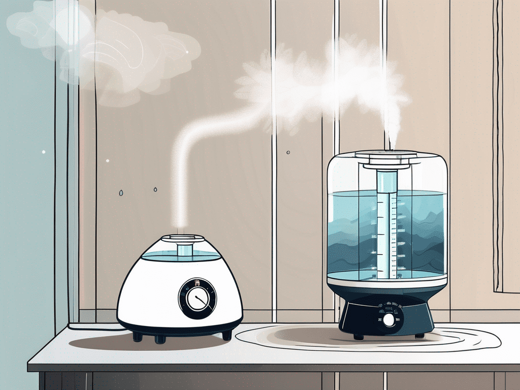 A humidifier adjusting the moisture level in a room