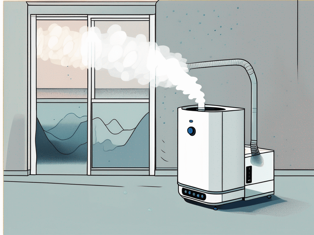 An evaporative humidifier in a room