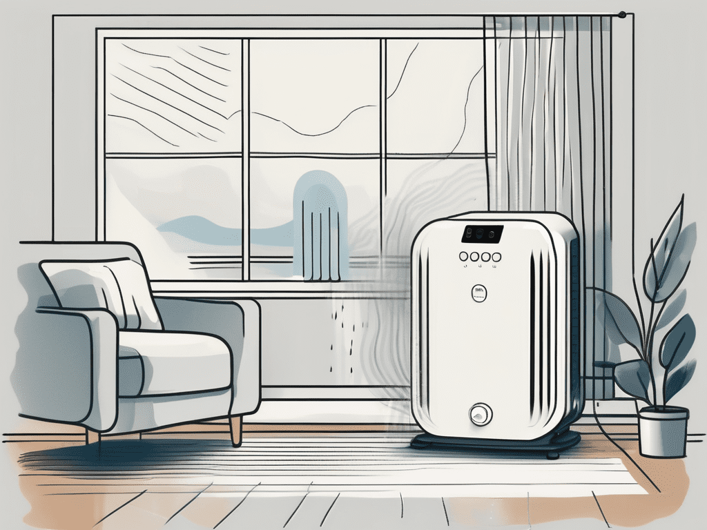 A dehumidifier in a room