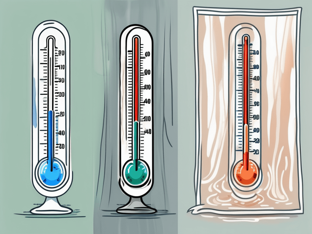 A thermometer wrapped in a wet cloth